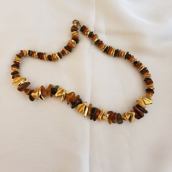 Tiger Eye Polished Gemstone Nuggets/Chips Necklace, 18 Inches - Picture 4 of 7